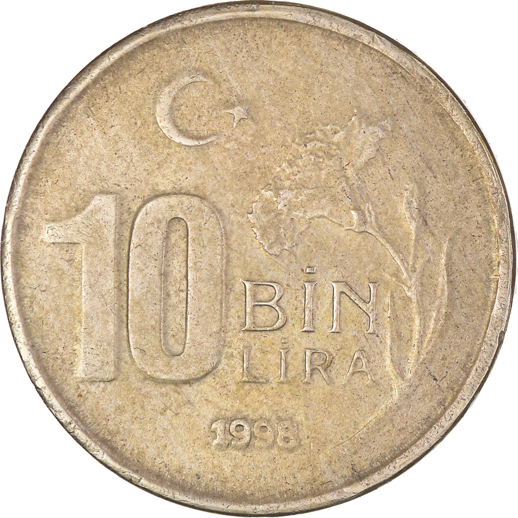 Moneta, Turchia, 10000 Lira, 10 Bin Lira, 1998, BB+, Rame-nichel-zinco