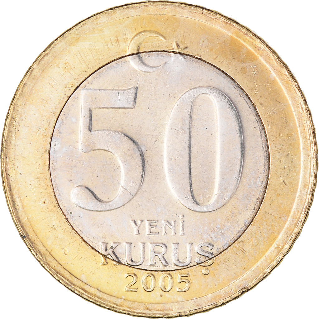 Moneta, Turchia, 50 New Kurus, 2005, Istanbul, SPL, Bi-metallico, KM:1168