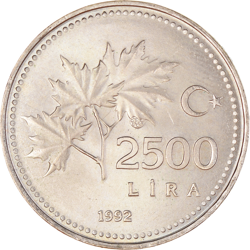 Monnaie, Turquie, 2500 Lira, 1992, SUP, Nickel-Bronze, KM:1015