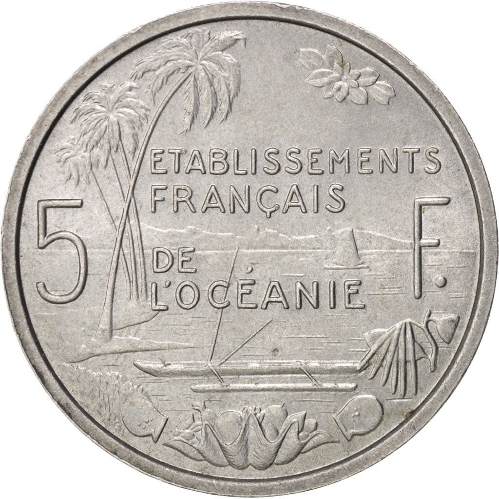 FRENCH OCEANIA, 5 Francs, 1952, Paris, KM:4, MS(63), Aluminum