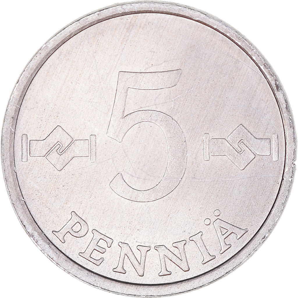 Monnaie, Finlande, 5 Pennia, 1990, TB+, Aluminium, KM:45a
