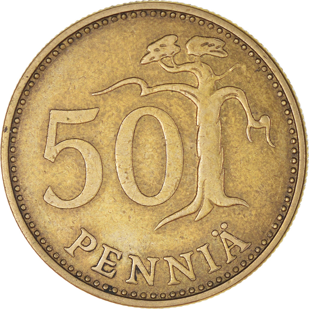 Moneta, Finlandia, 50 Penniä, 1975, EF(40-45), Aluminium-Brąz, KM:48