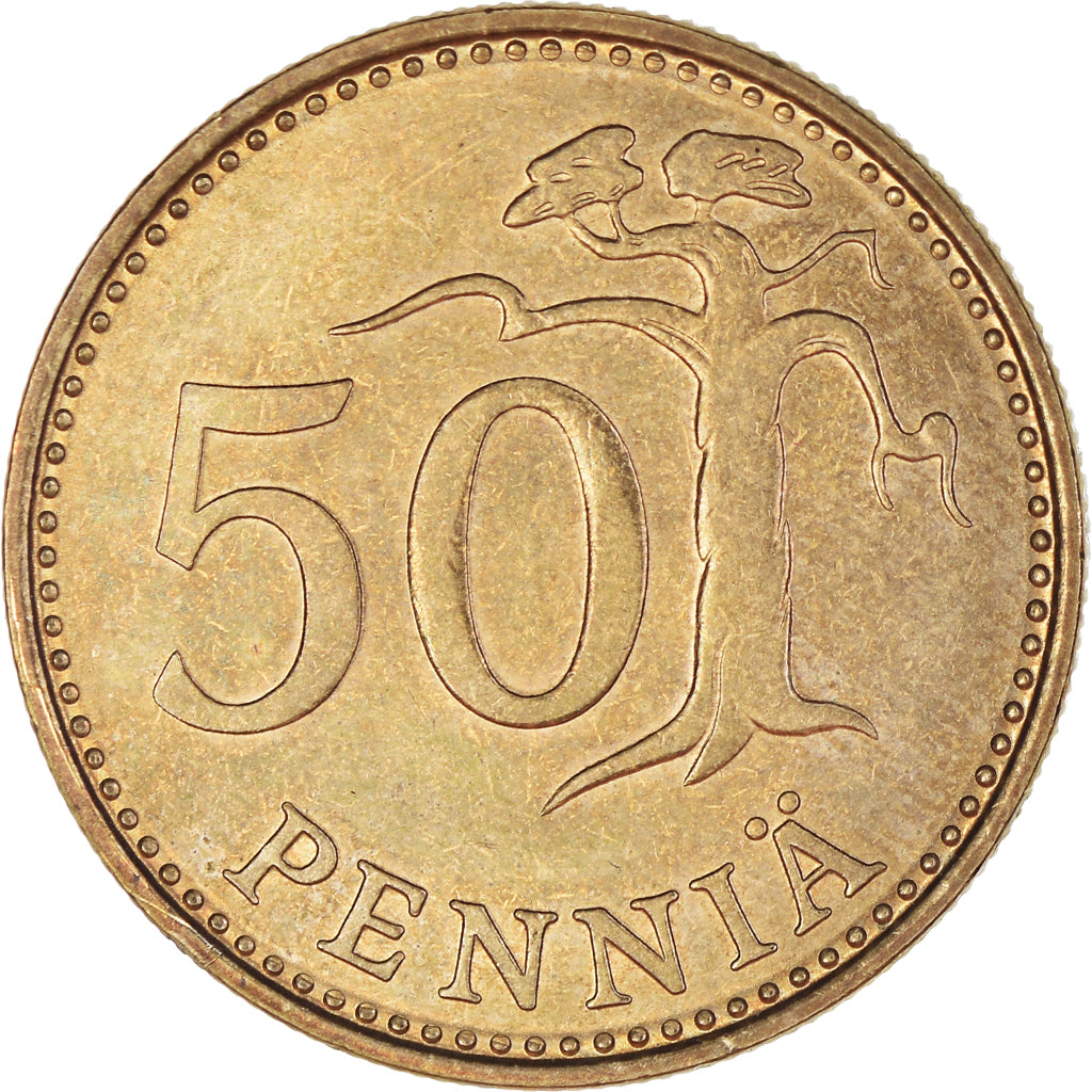 Moneta, Finlandia, 50 Penniä, 1989, MS(60-62), Aluminium-Brąz, KM:48
