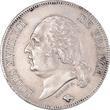 Munten, Frankrijk, Louis XVIII, 5 Francs, 1823, Bordeaux, ZF+, Zilver, KM:711.7