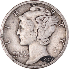 Moneda, Estados Unidos, Mercury Dime, Dime, 1929, U.S. Mint, Philadelphia, BC+