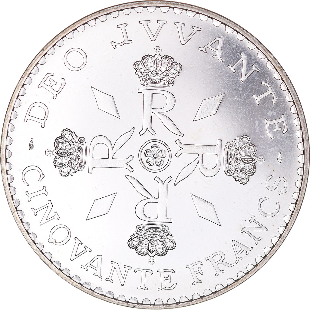Coin, Monaco, Rainier III, 50 Francs, 1975, MS(64), Silver, KM:152.2, Gadoury:MC