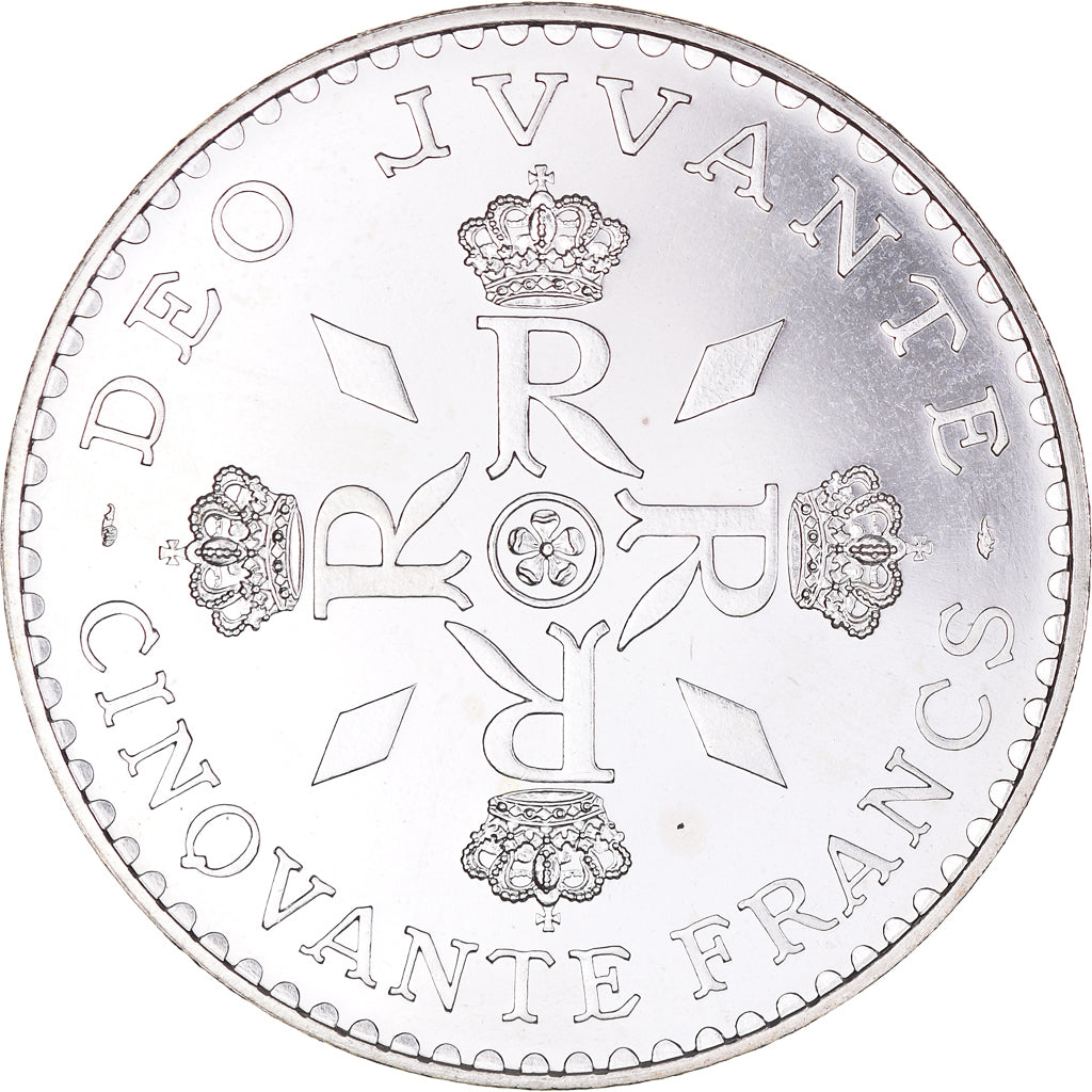 Coin, Monaco, Rainier III, 50 Francs, 1976, MS(64), Silver, KM:152.2