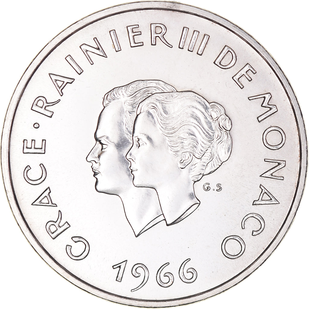 Coin, Monaco, 10 Francs, 1966, MS(63), Silver, KM:M1, Gadoury:MC 154