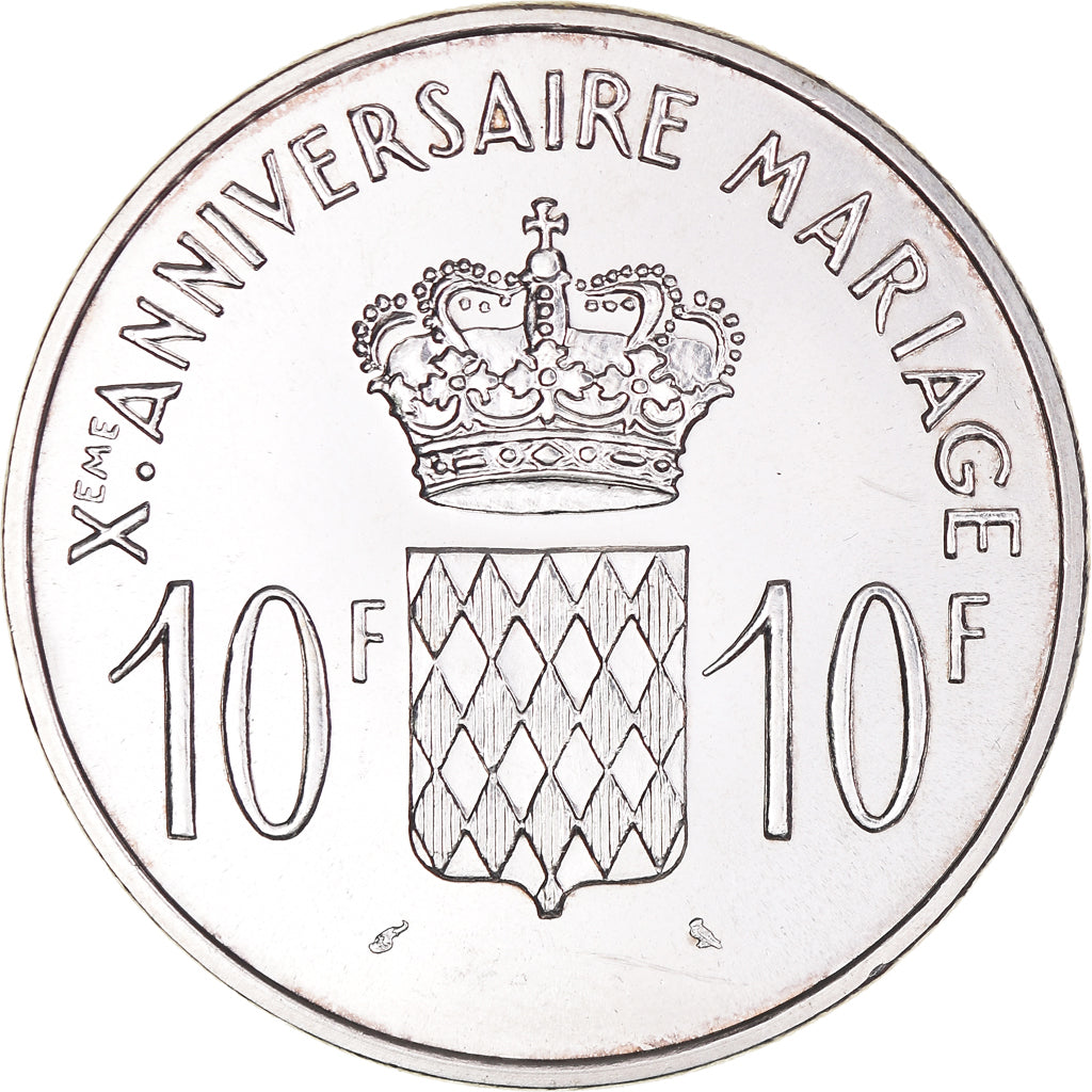 Coin, Monaco, 10 Francs, 1966, MS(63), Silver, KM:M1, Gadoury:MC 154