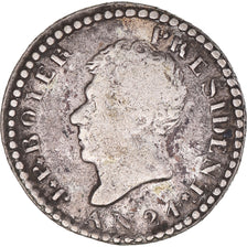 Moneda, Haití, 12 Centimes, An 24 (1827), BC+, Plata, KM:19