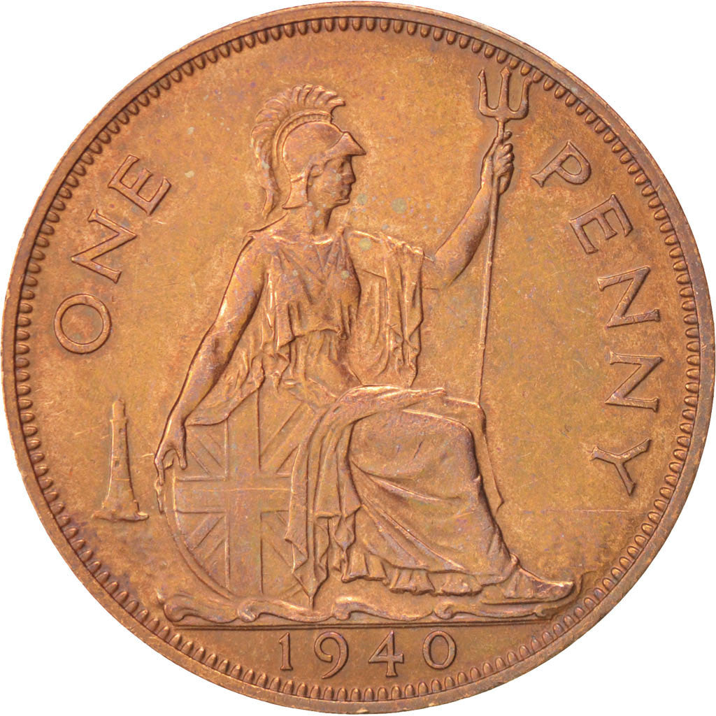 Great Britain, George VI, Penny, 1940, KM:845, AU(50-53), Bronze