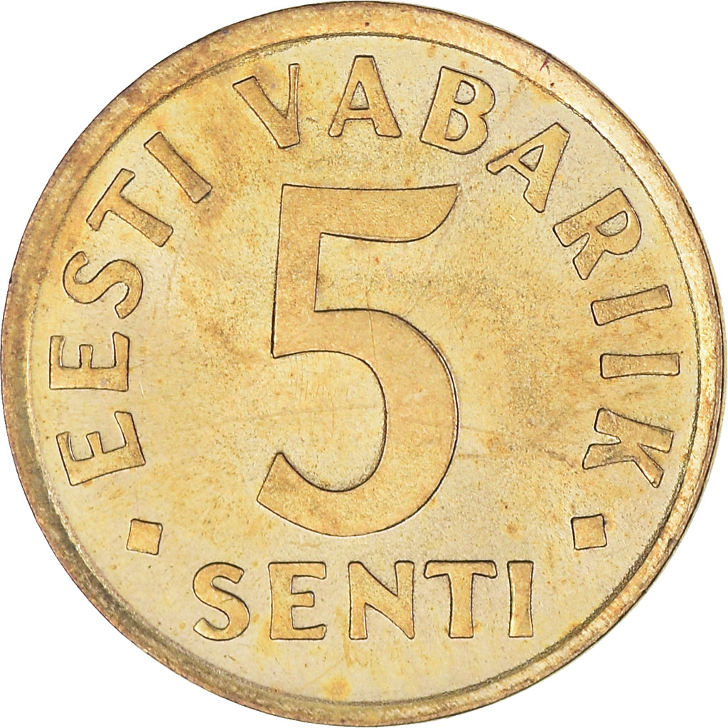 Moneta, Estonia, 5 Senti, 1991, no mint, SPL, Alluminio-bronzo, KM:21
