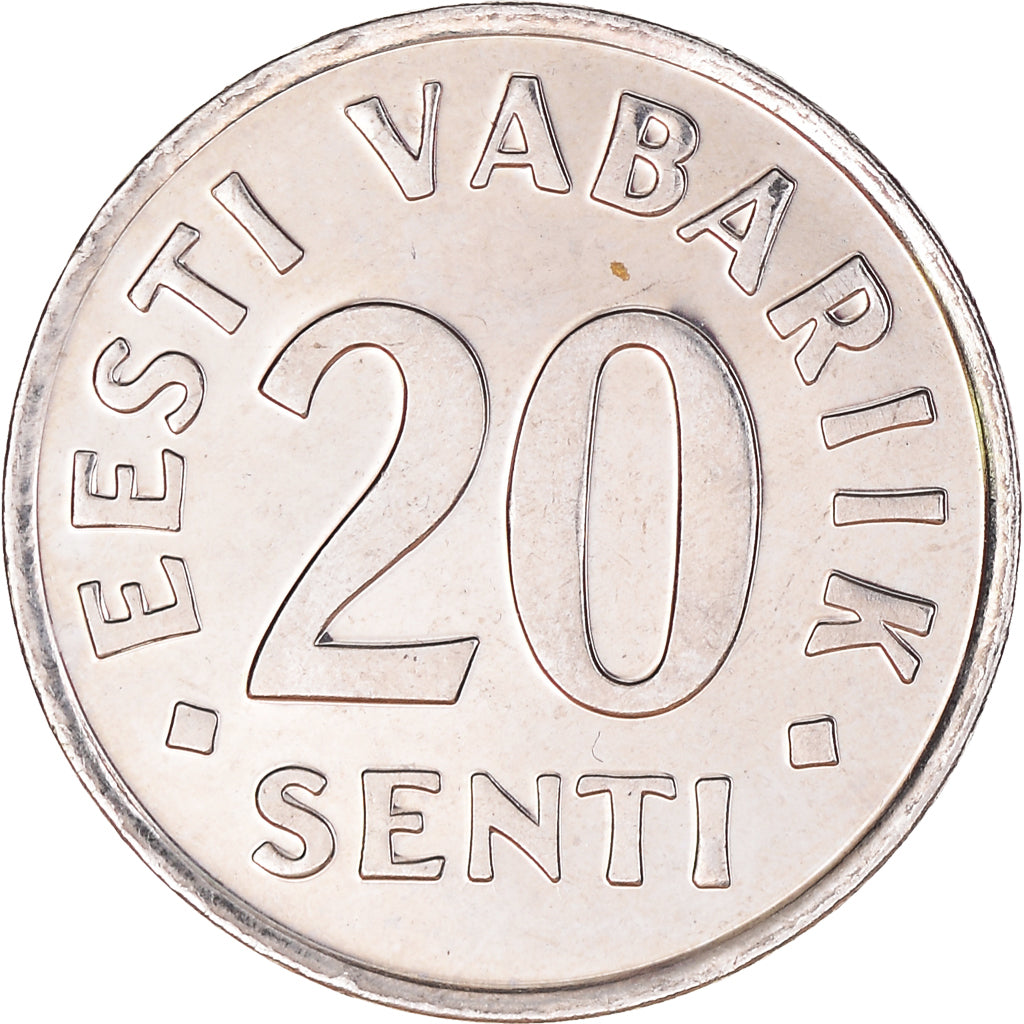 Coin, Estonia, 20 Senti, 2003, no mint, AU(50-53), Nickel plated steel, KM:23a