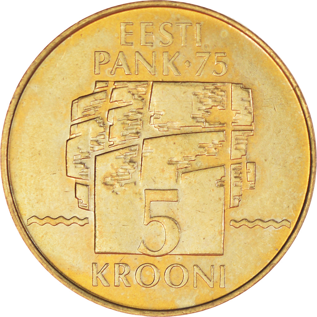 Monnaie, Estonie, 75th Anniversary - Bank of Estonia, 5 Krooni, 1994, TTB+