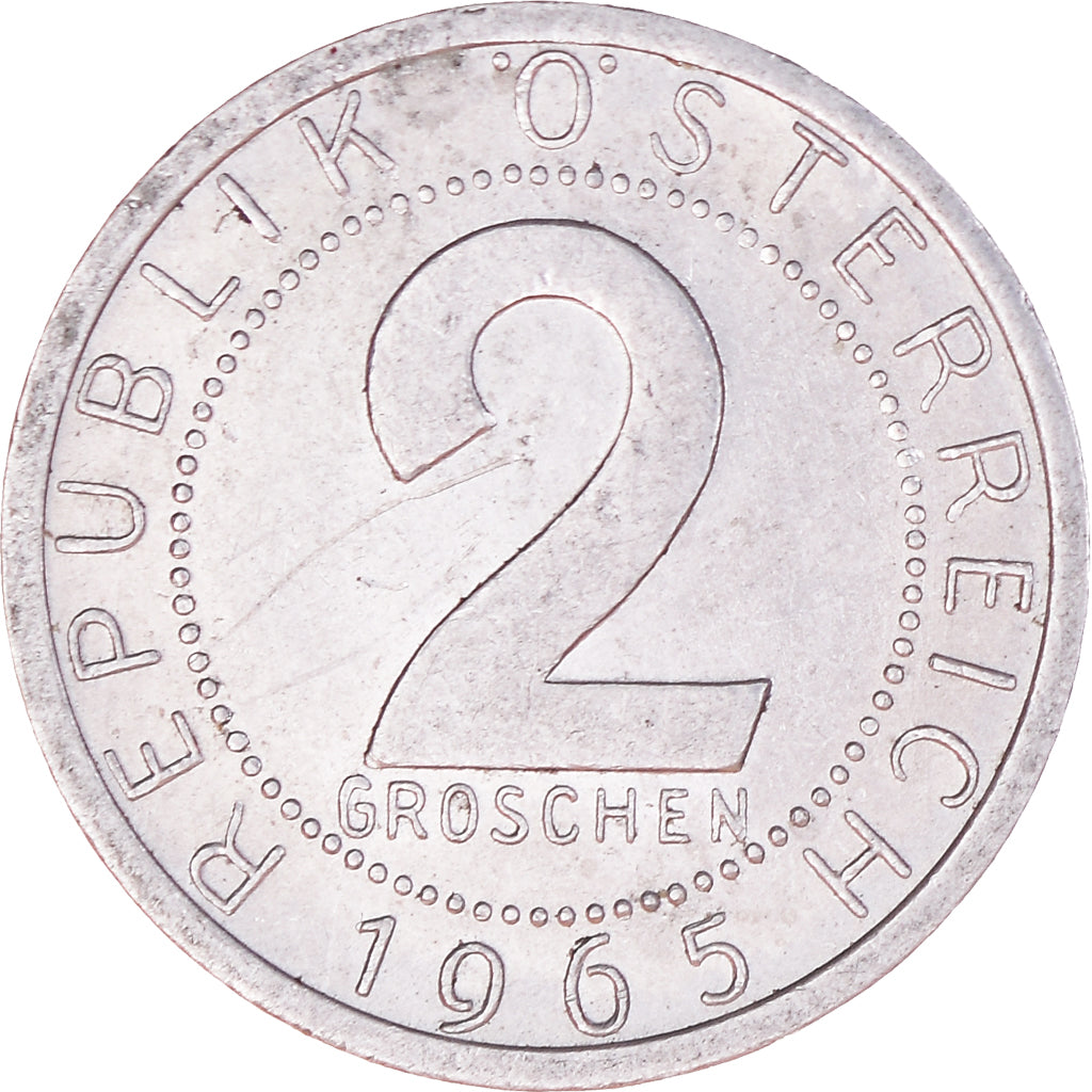 Coin, Austria, 2 Groschen, 1965, AU(50-53), Aluminum, KM:2876