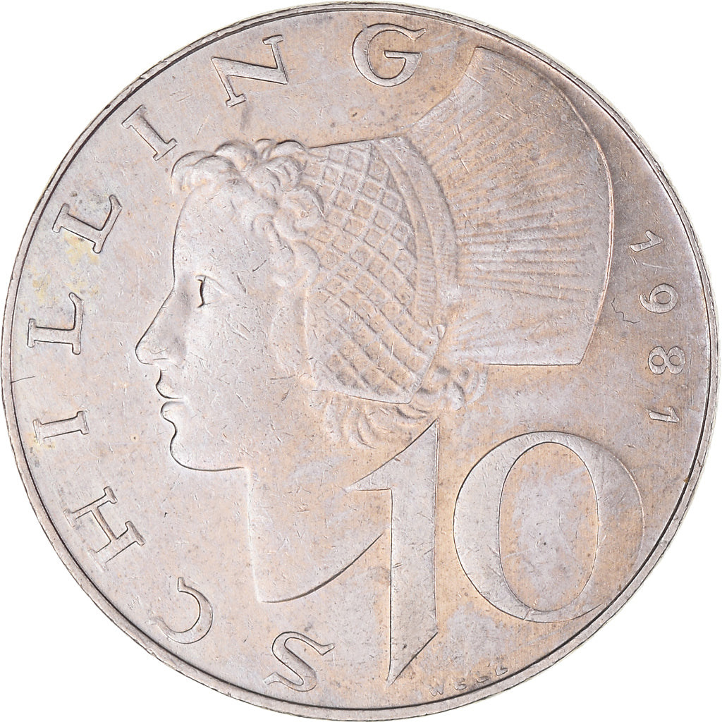 Coin, Austria, 10 Schilling, 1981, VF(30-35), Copper-Nickel Plated Nickel