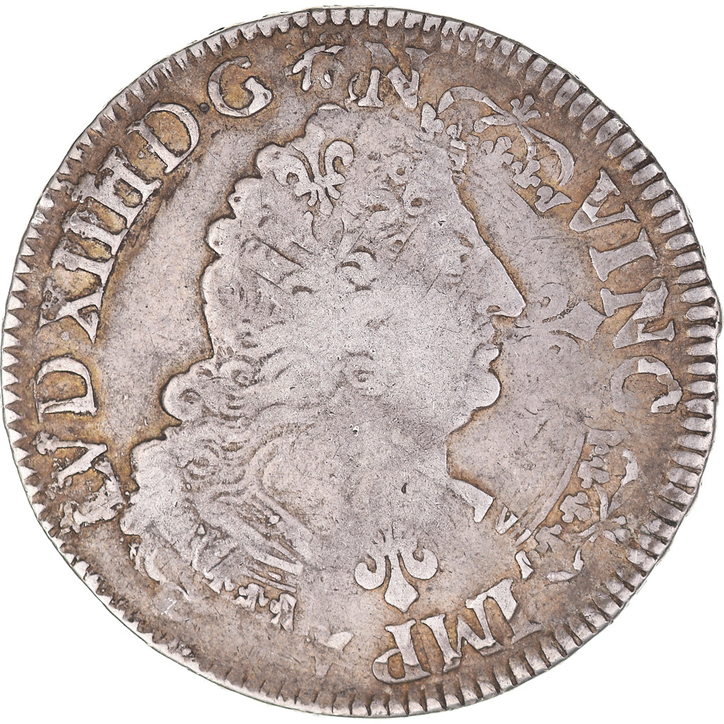 Munten, Frankrijk, Louis XIV, 1/2 Ecu aux palmes, FR+, Zilver, Gadoury:185