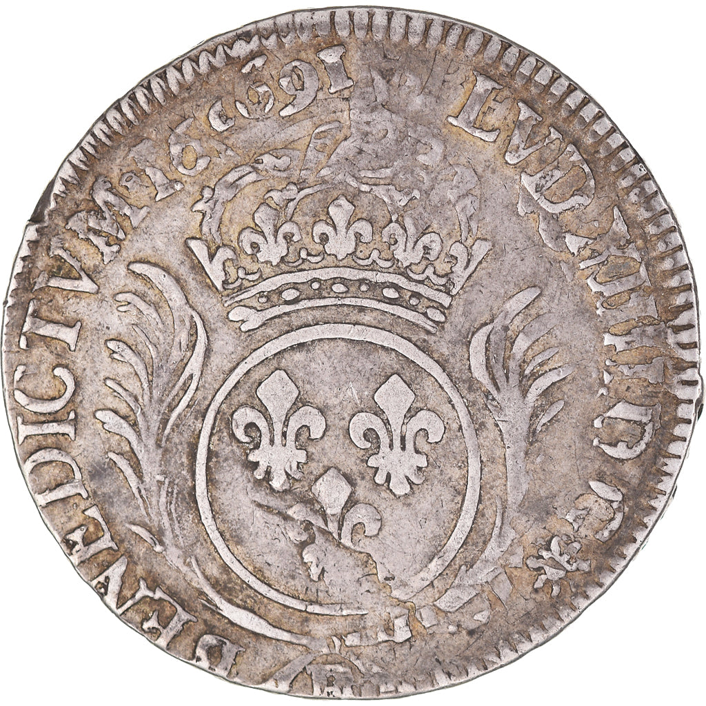 Munten, Frankrijk, Louis XIV, 1/2 Ecu aux palmes, FR+, Zilver, Gadoury:185