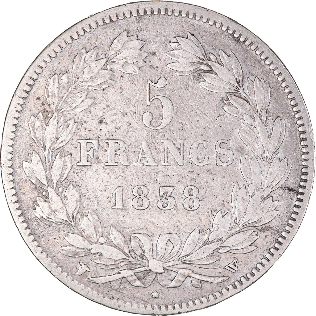Münze, Frankreich, Louis-Philippe, 5 Francs, 1838, Lille, S+, Silber