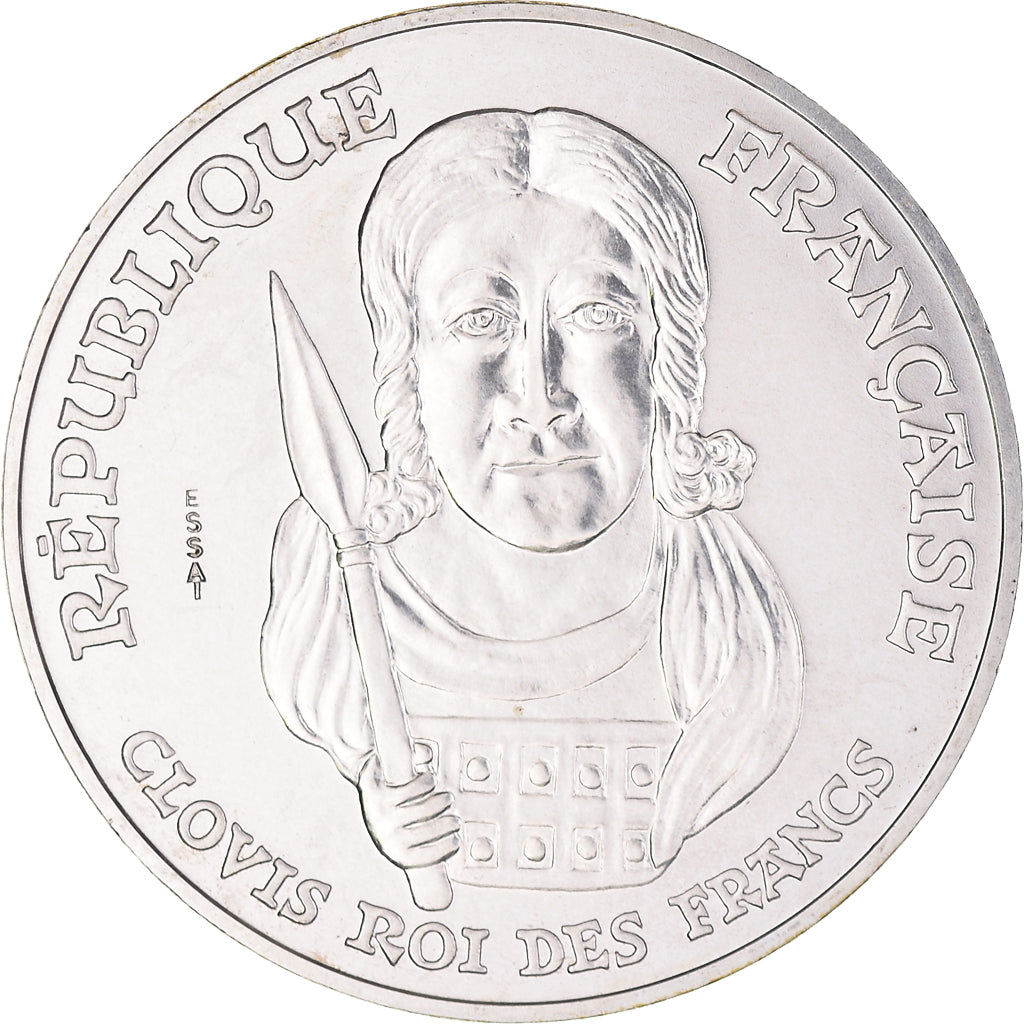 Munten, Frankrijk, Clovis, 100 Francs, 1996, ESSAI, UNC, Zilver