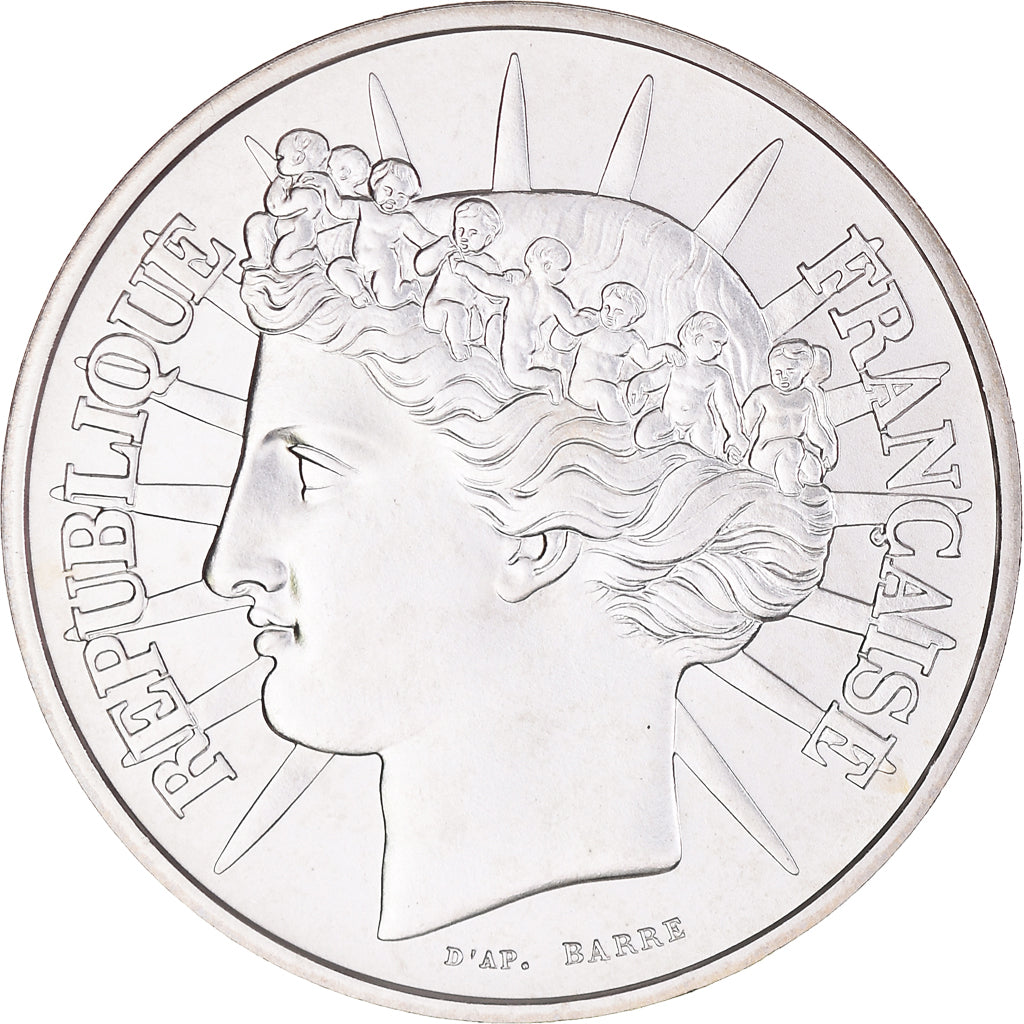 Moneta, Francja, Fraternité, 100 Francs, 1988, PRÓBA, MS(65-70), Srebro
