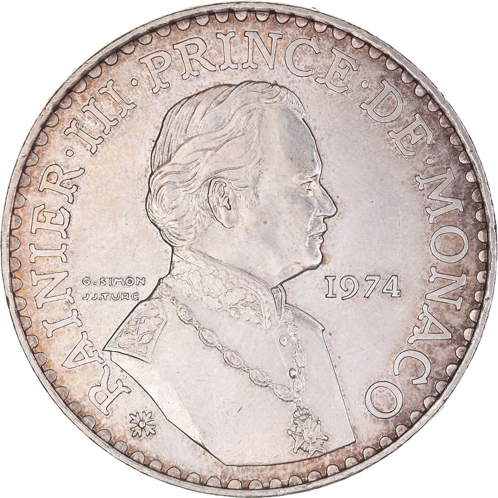 Coin, Monaco, Rainier III, 50 Francs, 1974, AU(50-53), Silver, KM:152.1
