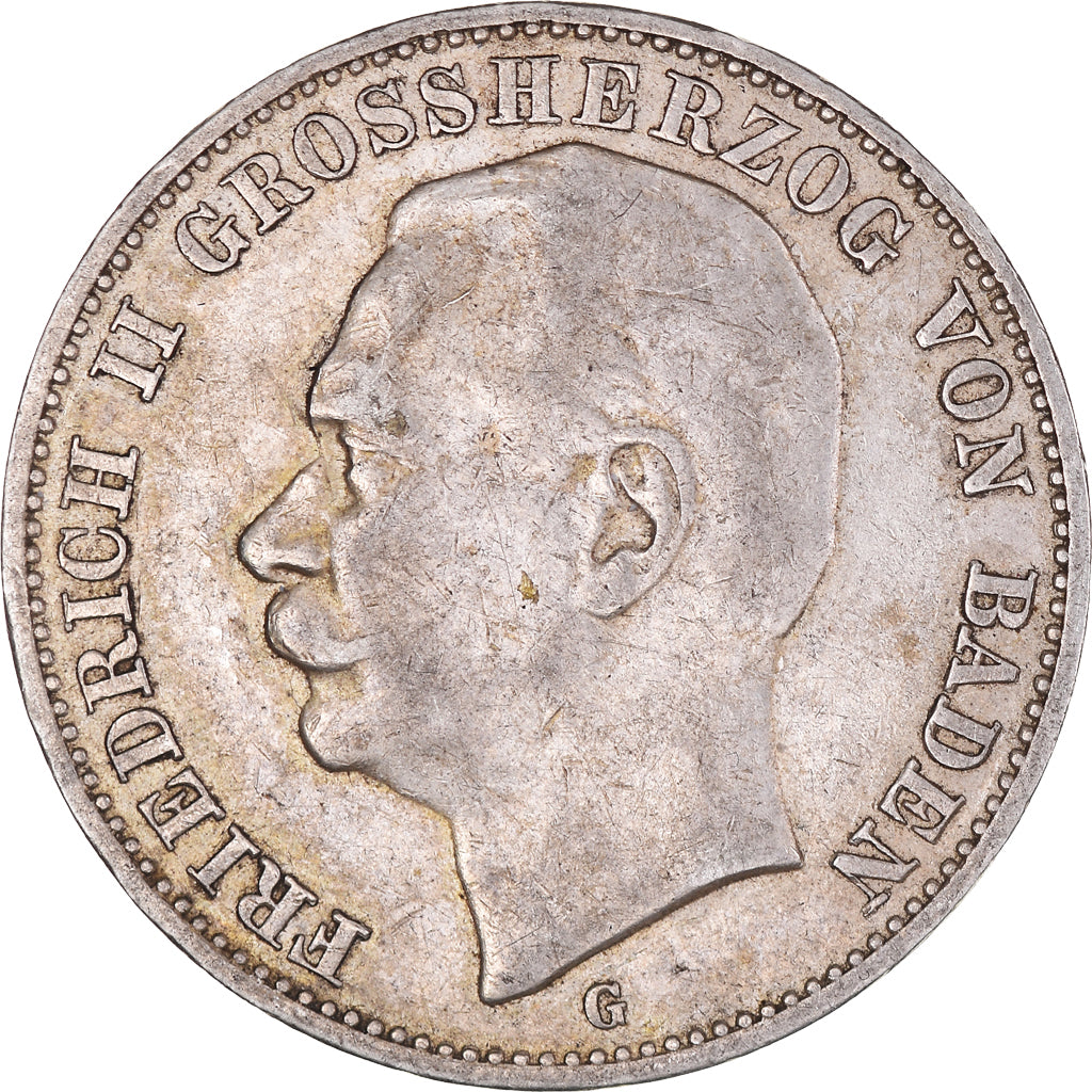 Moneta, Landy niemieckie, BADEN, Friedrich II, 3 Mark, 1912, Stuttgart