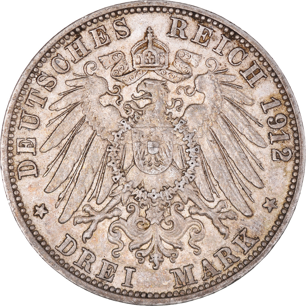 Moneta, Landy niemieckie, BADEN, Friedrich II, 3 Mark, 1912, Stuttgart