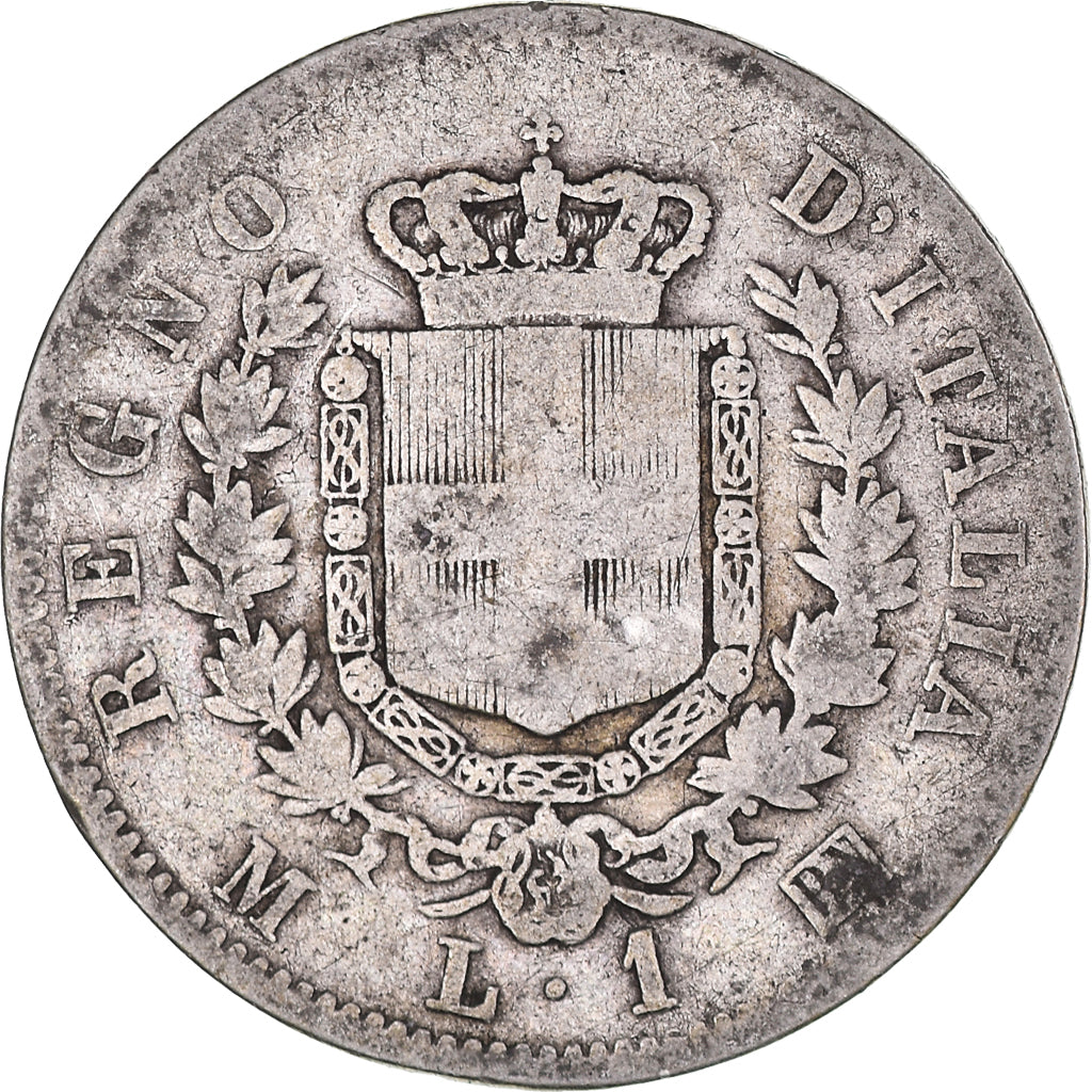 Moneda, Italia, Vittorio Emanuele II, Lira, 1867, Milan, BC+, Plata, KM:5a.1