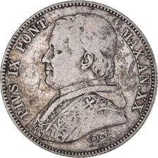 Moneda, Estados italianos, PAPAL STATES, Pius IX, 20 Baiocchi, 1865, Rome, BC+