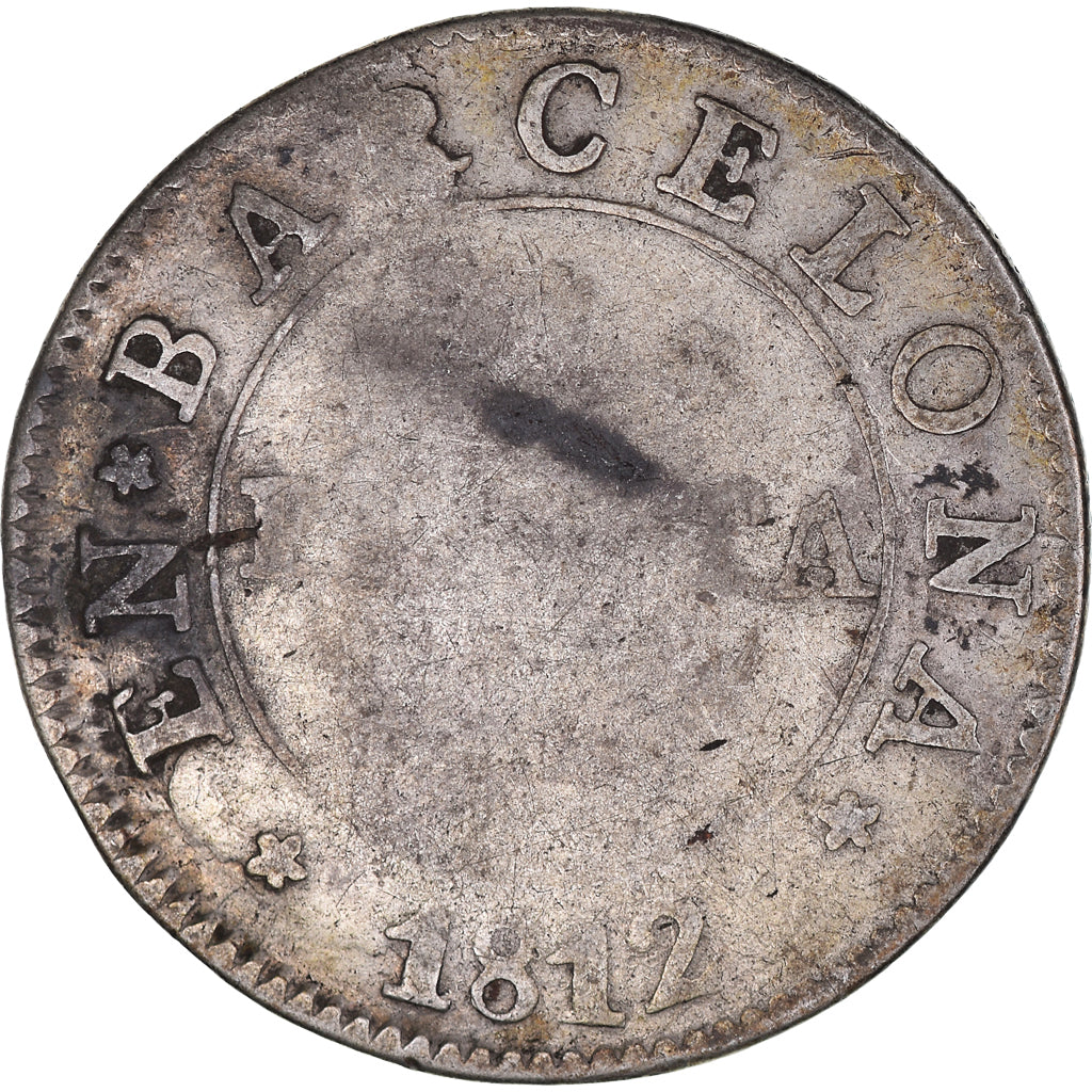 Coin, Spain, BARCELONA, Joseph (Jose) Napolean, Peseta, 1812, VF(20-25), Silver
