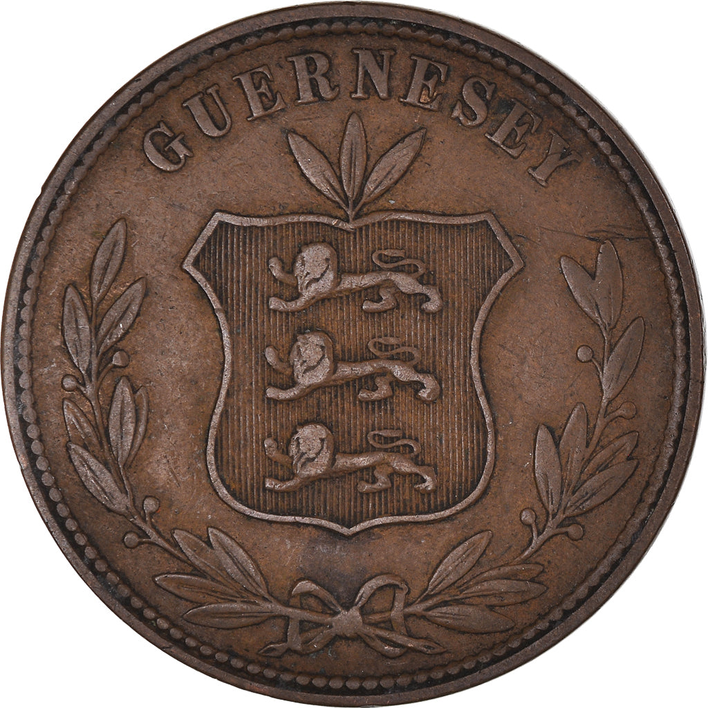 Coin, Guernsey, 8 Doubles, 1864, Heaton, Birmingham, VF(30-35), Bronze, KM:7