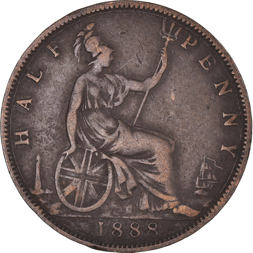 Monnaie, Grande-Bretagne, Victoria, 1/2 Penny, 1888, TB+, Bronze, KM:754