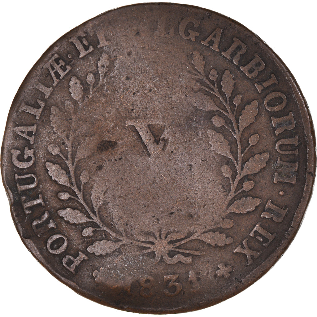Monnaie, Portugal, Miguel, 10 Reis, X; 1/2 Vinten, 1831, B+, Cuivre, KM:390