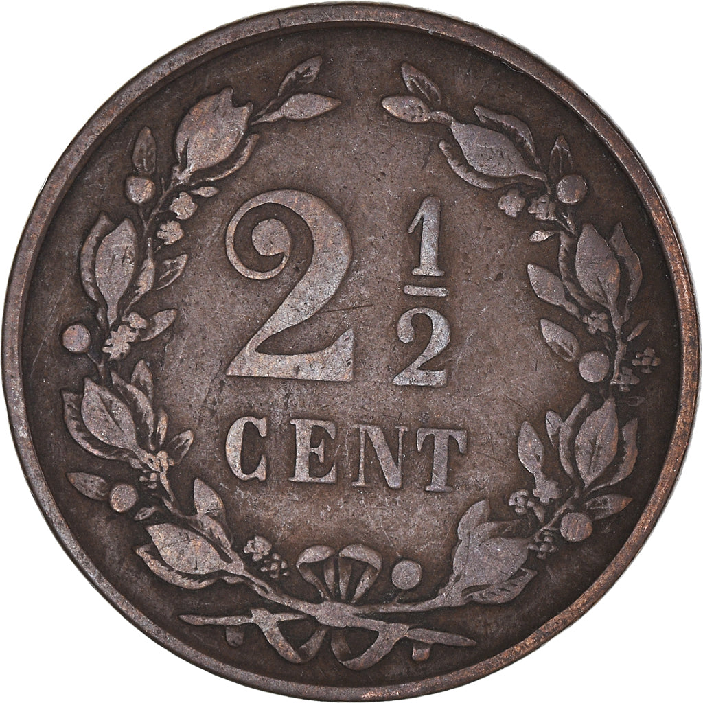 Moeda, Países Baixos, William III, 2-1/2 Cent, 1884, VF(20-25), Bronze