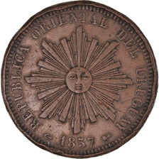 Coin, Uruguay, 40 Centesimos, 1857, Lyon, France, VF(30-35), Copper, KM:10