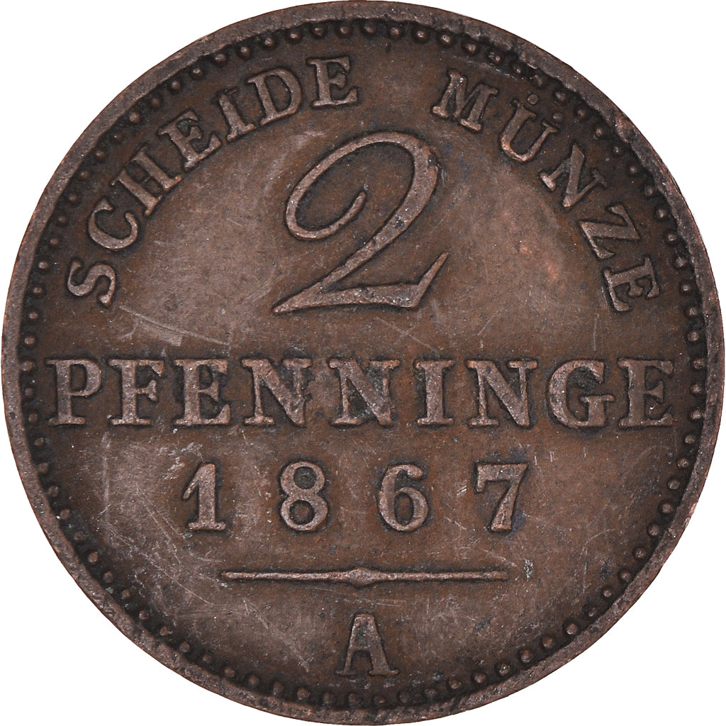 Monnaie, Etats allemands, PRUSSIA, Wilhelm I, 2 Pfennig, 1867, Berlin, TTB