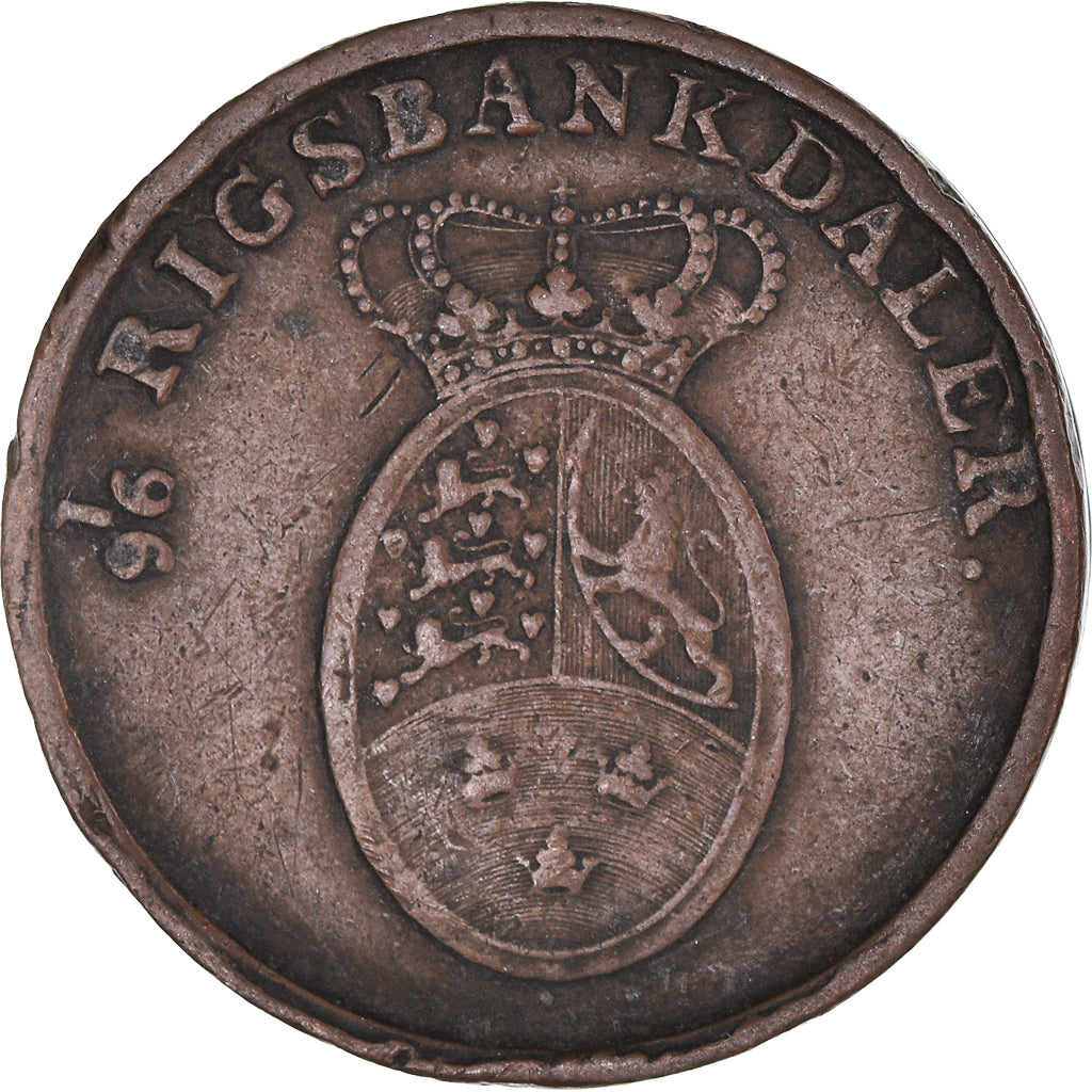 Monnaie, Danemark, Frederik VI, Rigsbankskilling, 1818, TTB, Cuivre, KM:688