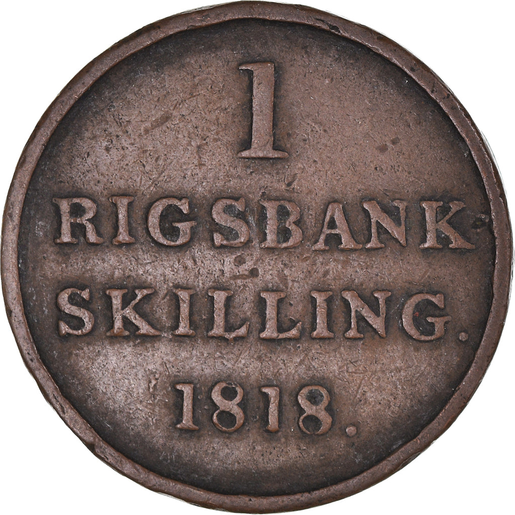 Monnaie, Danemark, Frederik VI, Rigsbankskilling, 1818, TTB, Cuivre, KM:688