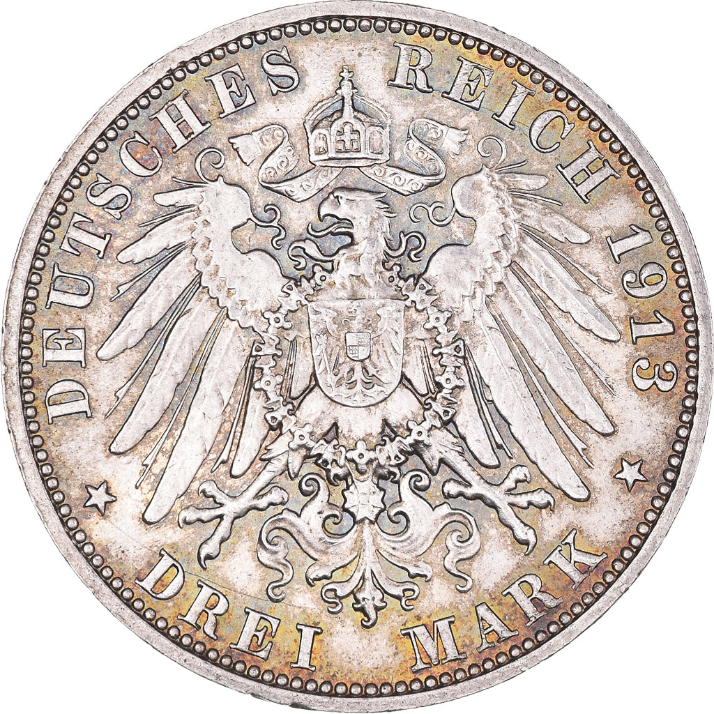 Munten, Duitse staten, SAXONY-ALBERTINE, Friedrich August III, 3 Mark, 1913