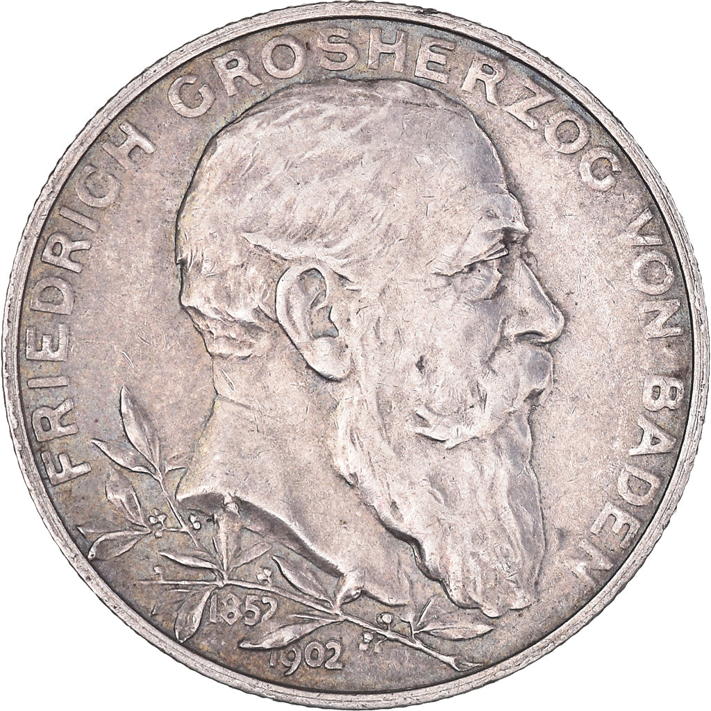 Monnaie, Etats allemands, BADEN, Friedrich I, 2 Mark, 1902, Karlsruhe, TTB+