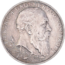 Monnaie, Etats allemands, BADEN, Friedrich I, 2 Mark, 1902, Karlsruhe, TTB+