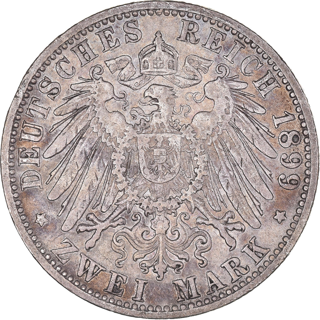 Moneta, Landy niemieckie, BAVARIA, Otto, 2 Mark, 1899, Munich, VF(30-35)