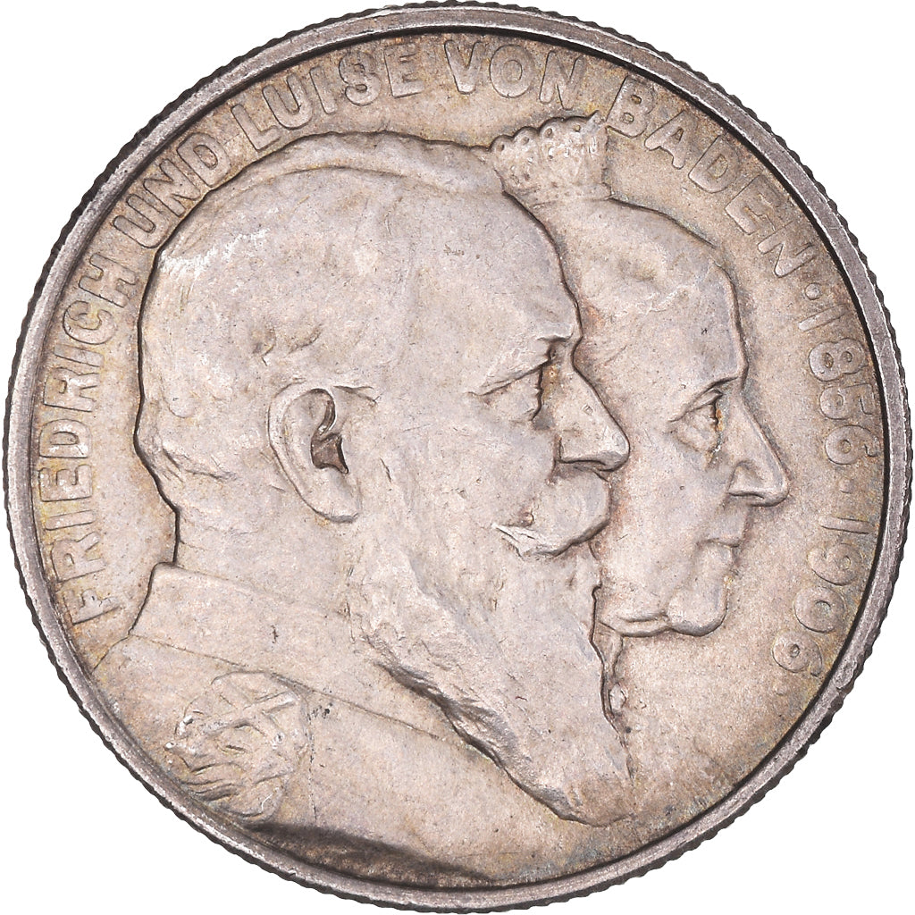 Münze, Deutsch Staaten, BADEN, Friedrich I, 2 Mark, 1906, VZ, Silber, KM:276