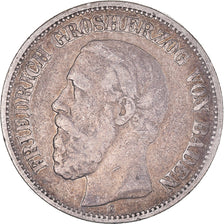 Coin, German States, BADEN, Friedrich I, 2 Mark, 1876, Stuttgart, VF(20-25)