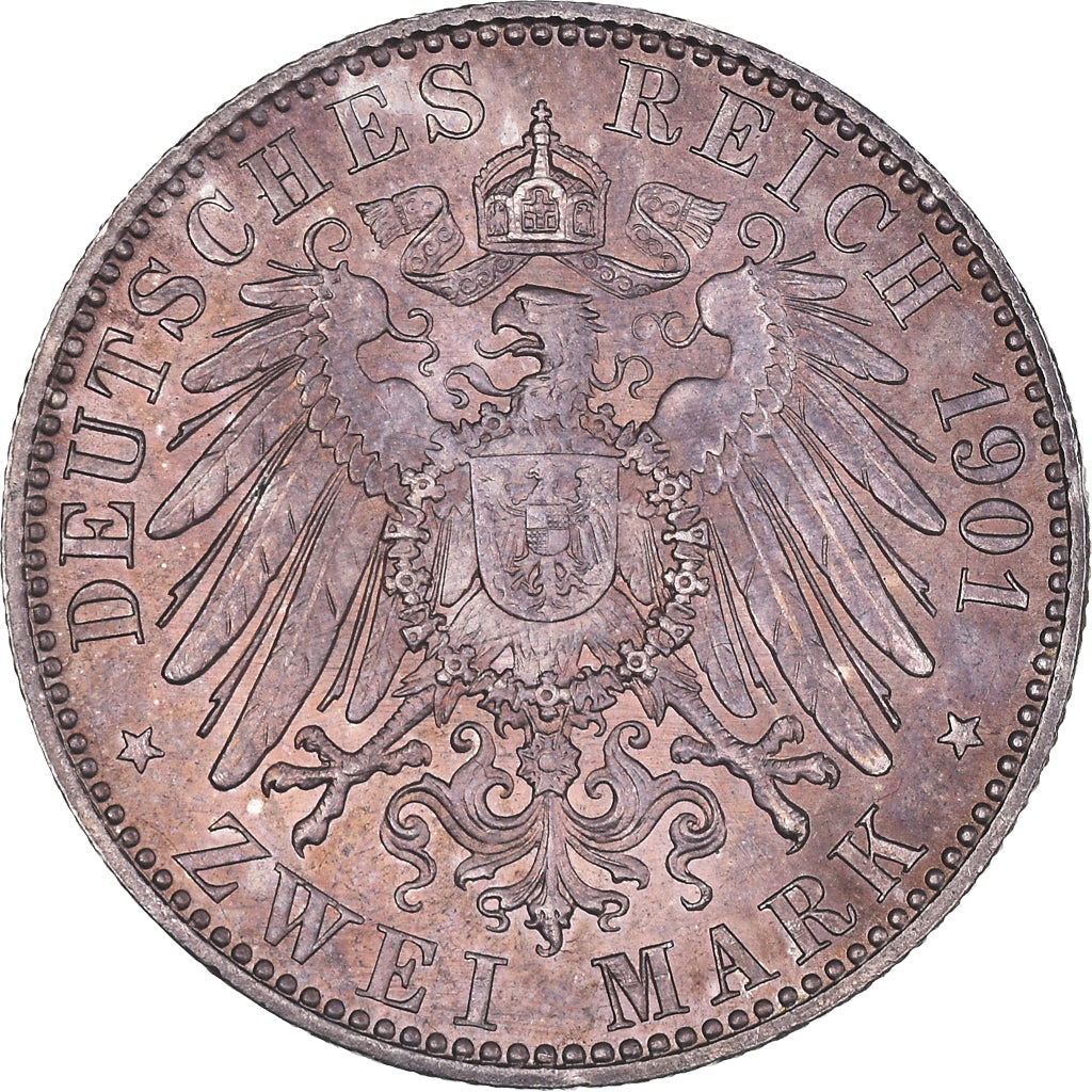 Moneta, Landy niemieckie, PRUSSIA, Wilhelm II, 2 Mark, 1901, Berlin, MS(63)