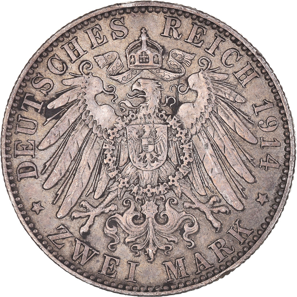 Coin, German States, SAXONY-ALBERTINE, Friedrich August III, 2 Mark, 1914