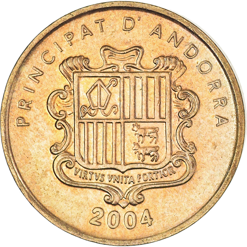 Coin, Andorra, 2 Centims, 2004, Kremnica, AU(55-58), Brass, KM:232