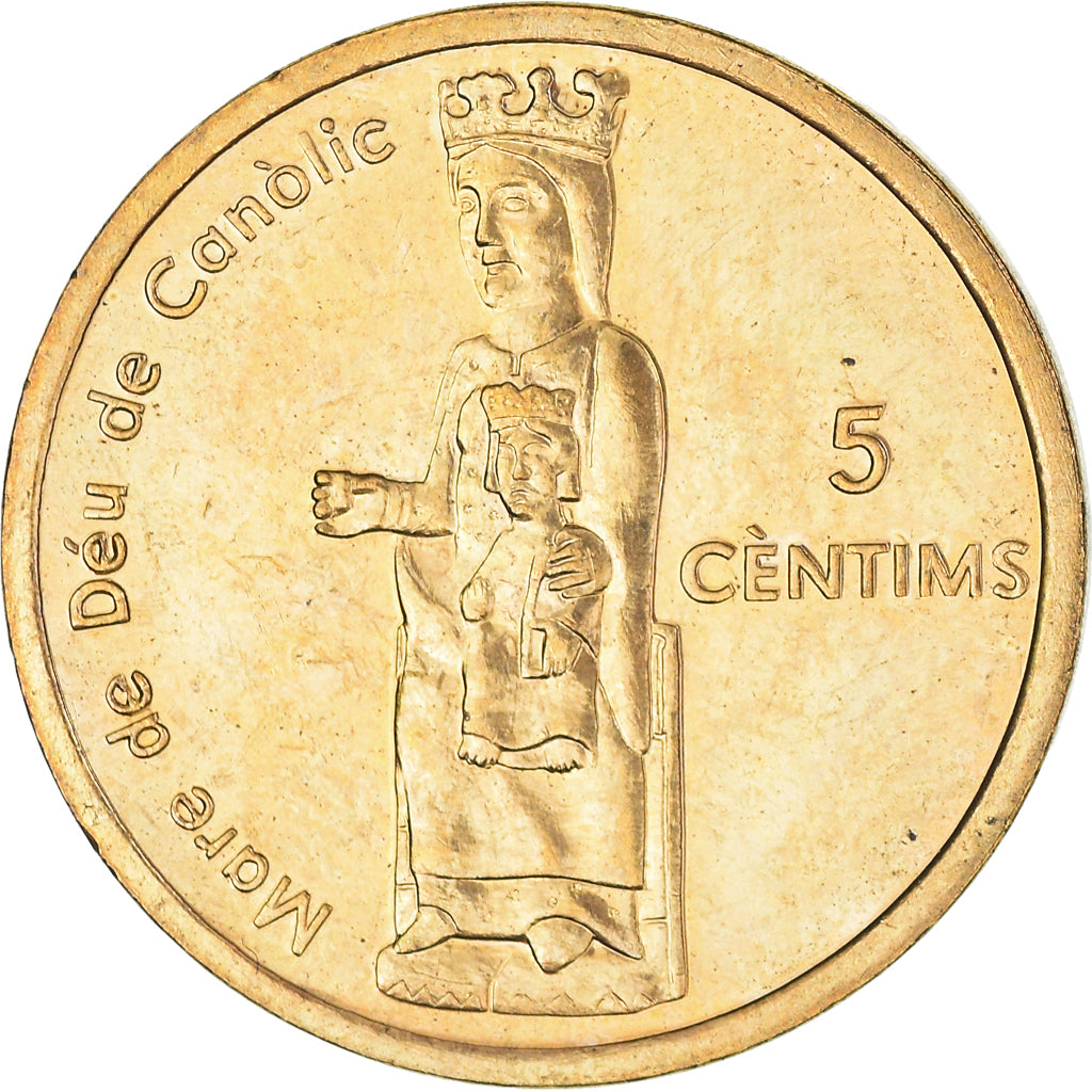 Coin, Andorra, 5 Centims, 2004, Kremnica, MS(60-62), Brass, KM:234