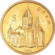 Coin, Nagorno Karabakh, 5 Drams, 2004, AU(55-58), Brass, KM:12